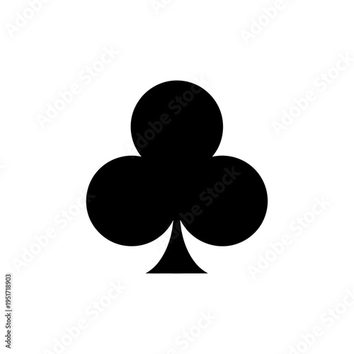 Black Silhouette of a Playing Card Club Suit for Casino Gambling and Card Game Strategy