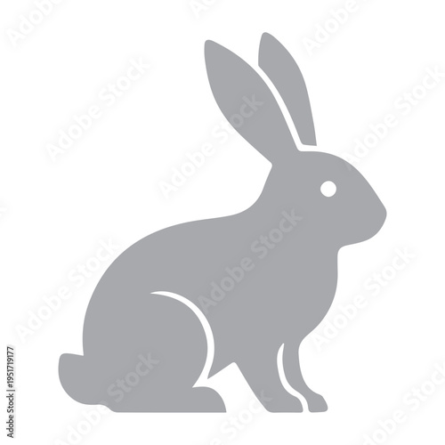 Gray Rabbit Icon Silhouette
