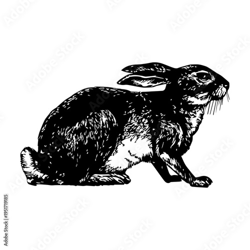 Black rabbit illustration