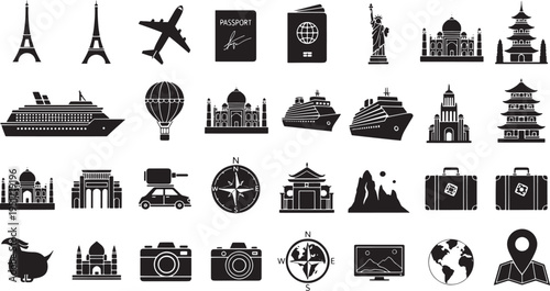 Travel Icons Silhouettes Collection