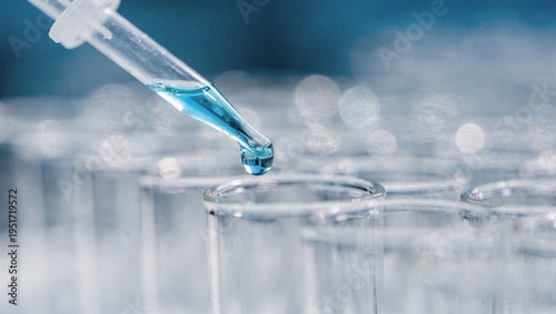 Pipette tropft Flüssigkeit in ein Reagenzglas