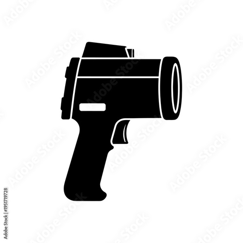 Black Silhouette of a Handheld Police Speed Radar Gun for Law Enforcement and Traffic Safety