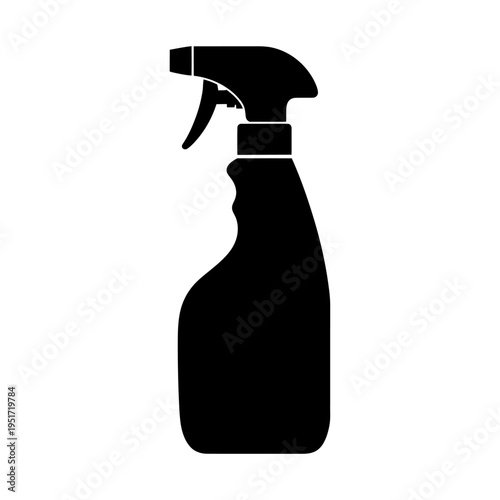 Black Silhouette of a Chemical Trigger Spray Bottle for Industrial Cleaning and Sanitation Protocols