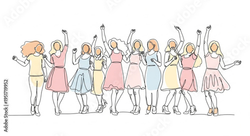Group of Young Women Dancing Joyfully Together.