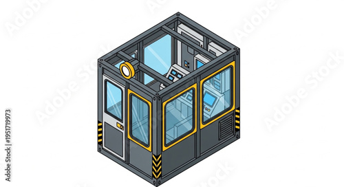Isometric View of a Futuristic Control Room or Operator Cabin.