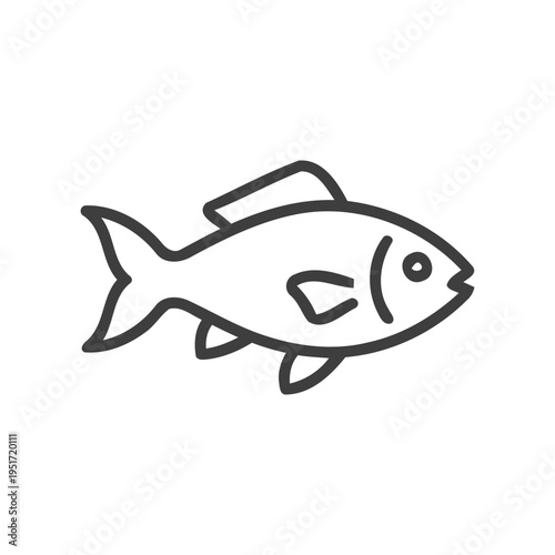 Fish line art icon minimalist aquatic animal symbol nature water wildlife conservation vector