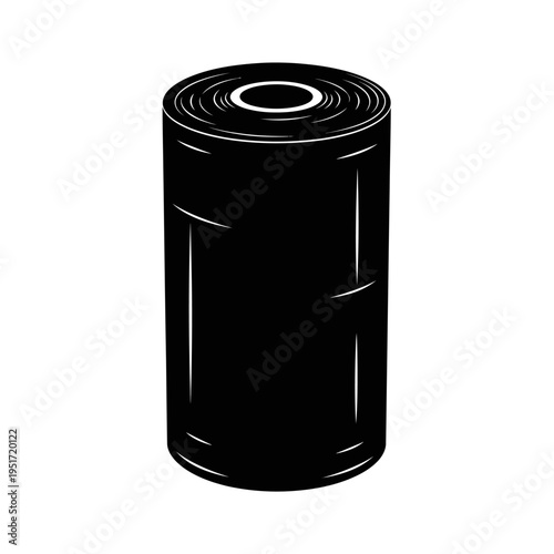 Black Silhouette of Heavy Duty Trash Bag Roll Plastic Liners for Waste Management and Sanitation