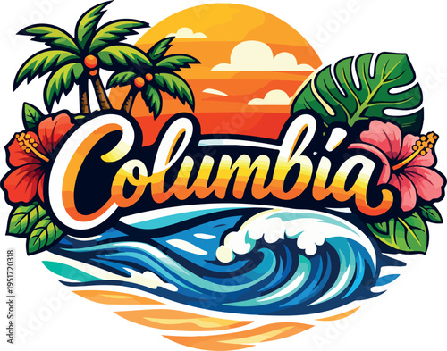 summer beach scene with topical flower .