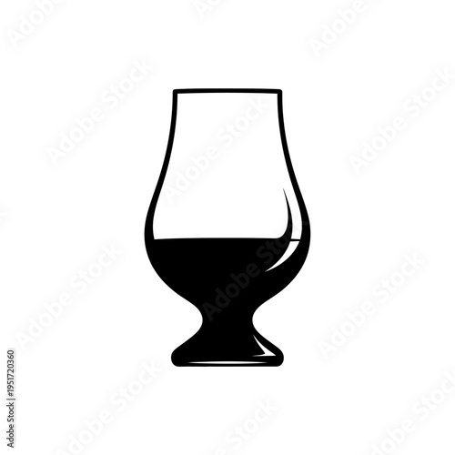 Black Silhouette of a Curved Tasting Whiskey Glass for Bourbon Enjoyment and Refined Socializing