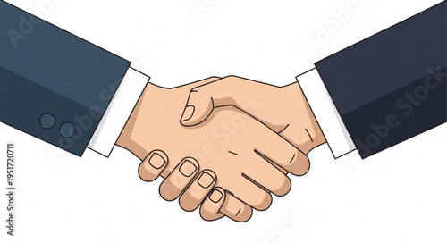 Two business people shaking hands in a deal agreement.