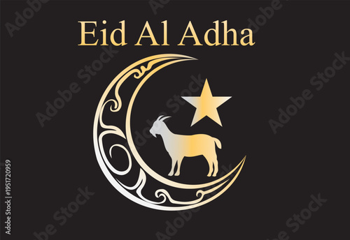 Eid Al Adha goat over moon eid al adha concept.