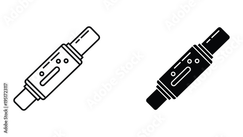 Vector Icon Set: USB Flash Drive and Pen Drive in Outline and Silhouette Styles on White Background