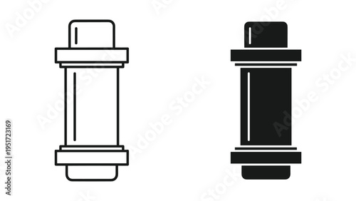 Pipe Fitting Icon Set: Outline and Solid Fill, Plumbing, Construction, Industry, Simple Vector Graphics
