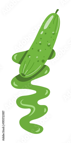 Cucumber sauce with drips for cooking and advertising design. Vector illustration.