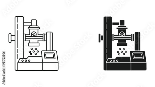 Lab Equipment Icon: Particle Sorter or Analyzer, Scale and Droplets