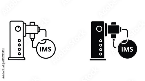 IMS symbol with network device, integrated circuit, communication technology, modern technology icons