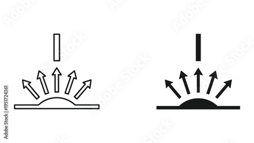 Bounce, rebound, reflection, spread, diffusion, impact, force, resistance, resilience, flexibility icon set