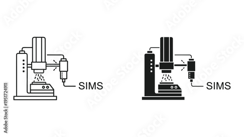 SIMS Machine Icon - Secondary Ion Mass Spectrometry Equipment for Scientific Analysis