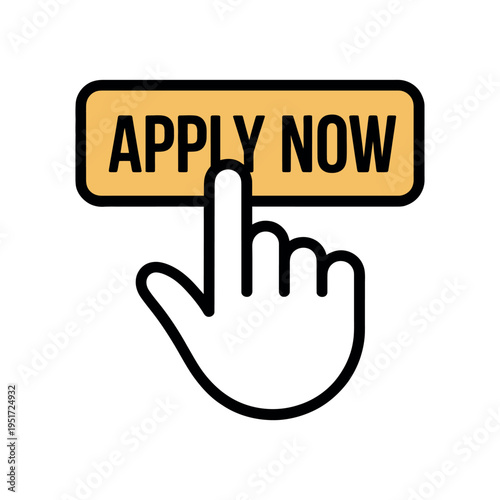 A hand cursor clicks on an apply now button online