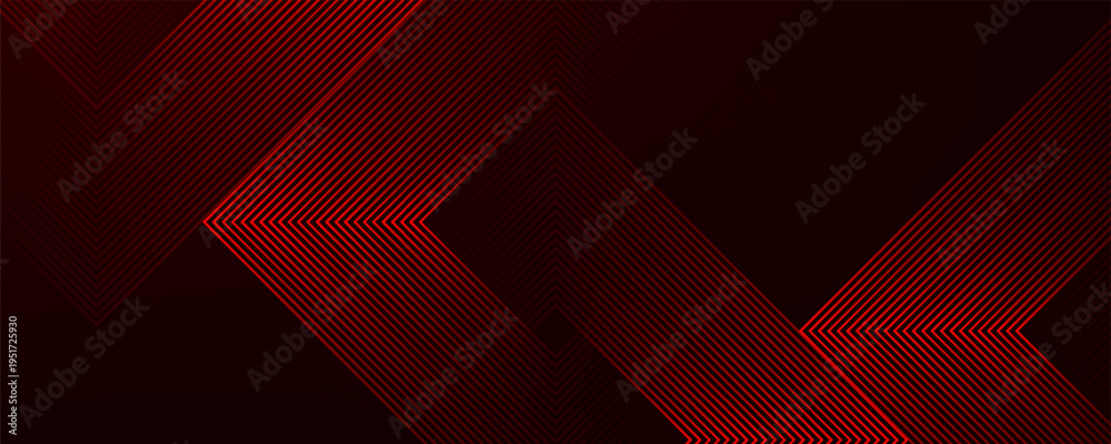 Obraz premium Abstract red neon arrow light glow background. Futuristic cyber laser line motion banner for casino. Dynamic techno perspective beam 3d graphic design. Cool party power and energy boost led tunnel