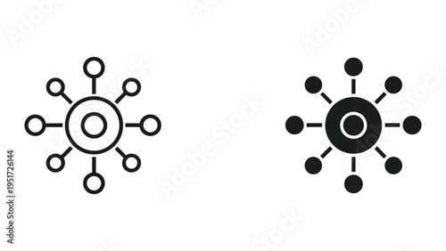Network connection icons: Line art and solid fill, abstract data or social media concept