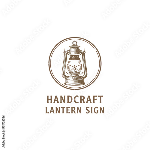 Vintage Handcraft Oil Lantern Sketch Logo