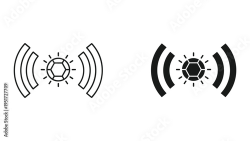 Soccer Ball Signal Icon - Wireless Technology, Football Communication, Sports Network