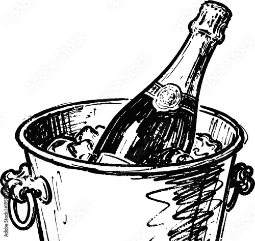 Champagne bottle chilling in ice bucket celebrating luxury and special occasions luxury beverage