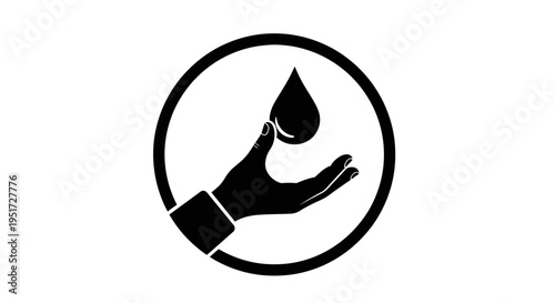 Hand Holding Water Drop in Circle Icon vector icon