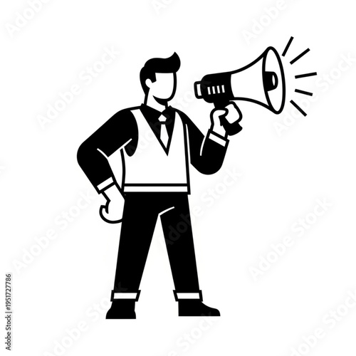 Man with Megaphone - Announcing, Promoting, and Making Important Announcements.