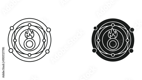 Mystic Fire Symbol, Alchemy, Esoteric, Occult, Circle, Orbs, Flame, Magic, Ritual, Ancient, Spiritual, Energy, Power