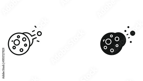 Abstract Cosmic Collision Icons: Line Art and Solid Black