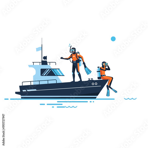 Scuba Divers on Boat Ready for Underwater Exploration