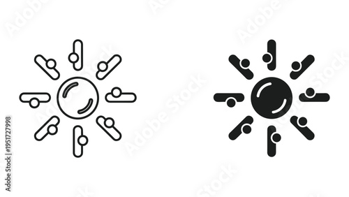 Sun Icon Set: Line Art and Silhouette for Weather, Energy, and Science Concepts
