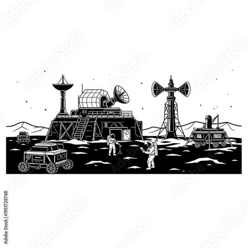 Lunar Base Illustration - A Vision of Future Space Exploration and Settlement.