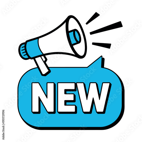 A cartoon megaphone announcing something new and exciting