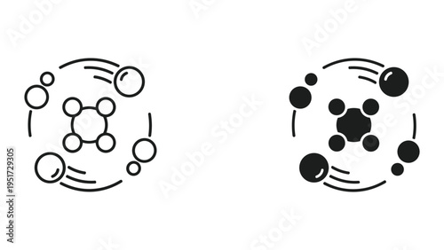 Molecular structure icon. Chemical atom bonding. Science and research concept.