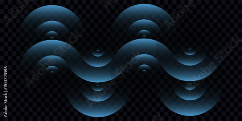 Sound wave. Signal concentric circle. Round light effect. Wifi range. Radio station signal. Water ripple with circle waves. A place or a painful point. Radar screen. Vector effect.