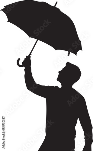 Silhouette of a person holding an umbrella over another person's head