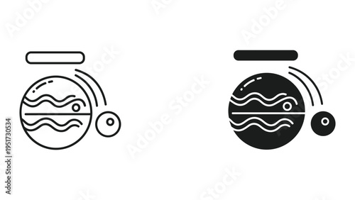 Planet with Rings and Moon Icon - Space, Astronomy, Celestial Body, Orbit, Cosmic Icon