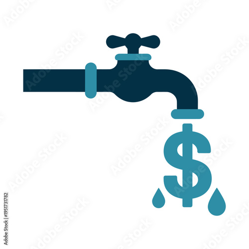 An illustration of a faucet with a dollar sign coming out