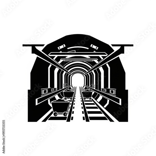 Mine Tunnel with Carts - A Journey into the Depths.