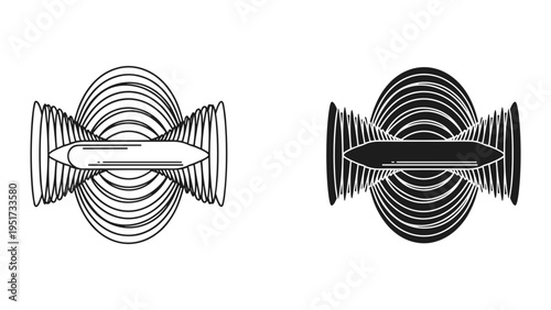 Abstract Sound Wave Propagation and Energy Flow Concept Icons