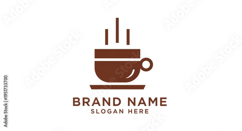 Minimalist Coffee Cup Logo Design with Steam and Brand Name.