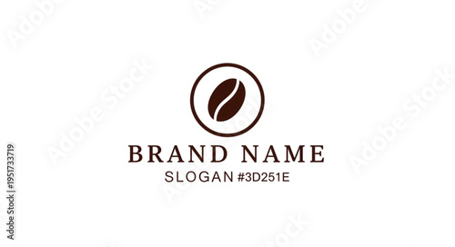 Minimalist coffee bean logo design with brand name and slogan.