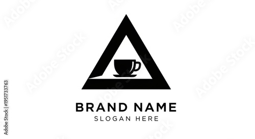 Minimalist Coffee Shop Logo Featuring a Cup Inside a Triangle.