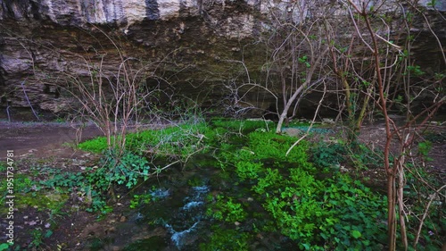 the source of one of the Krushuna Waterfalls in Bulgaria during March