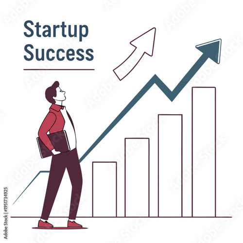 Man Looking at Growth Chart with Arrow business