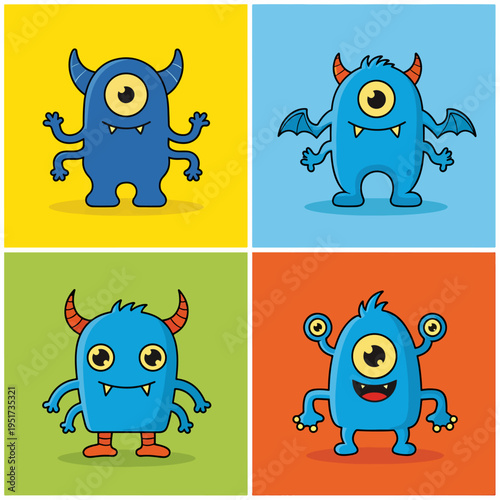 Adorable monster set perfect for kids designs and illustrations