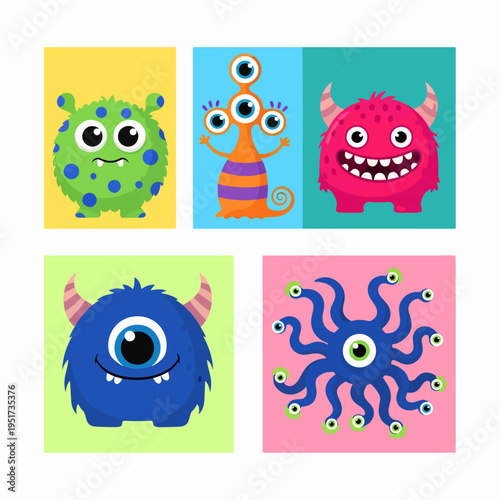 Funny monster squad bringing smiles with colorful playful appearances